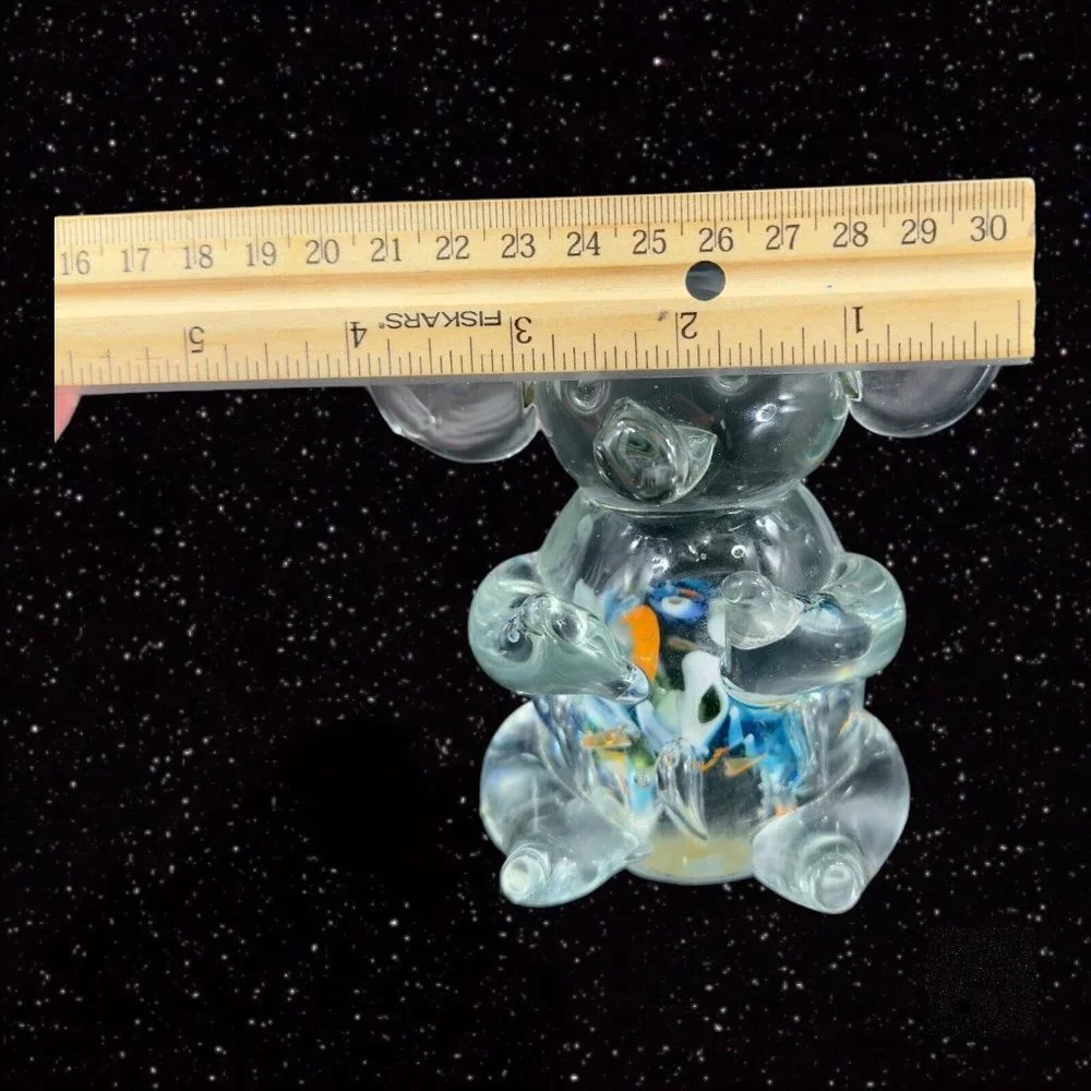 1980s Glass Large Koala Bear Figurine Paperweight Manganese 365nm UV W Sticker‎